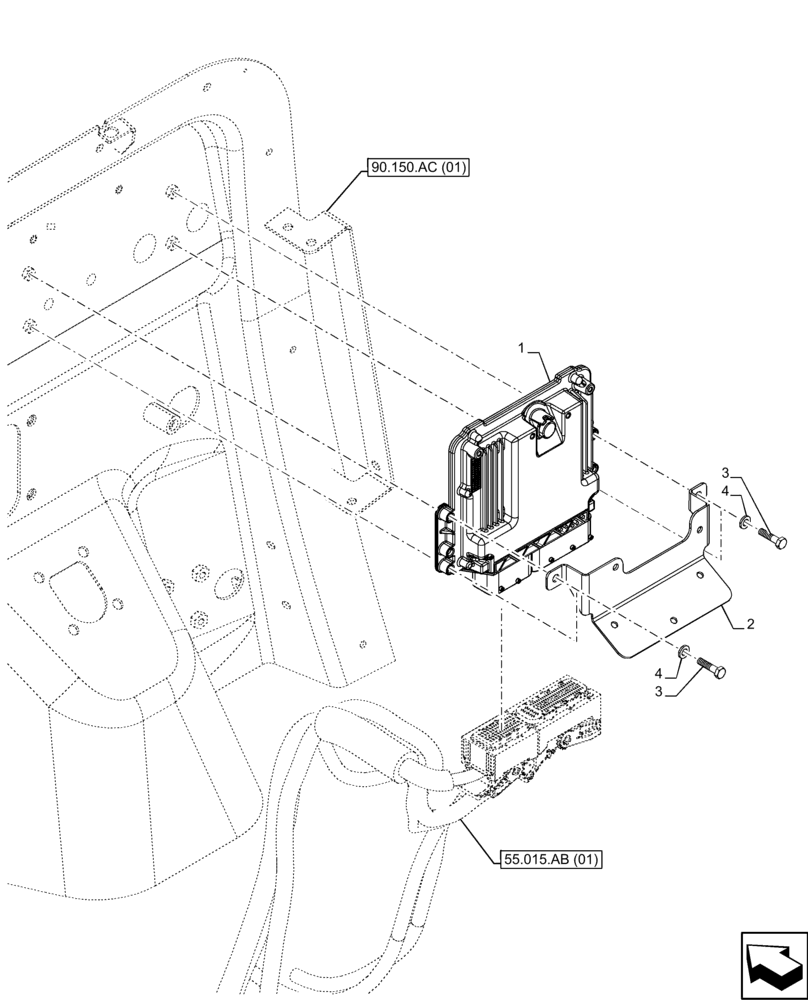 Схема запчастей Case 580N EP - (55.015.AA) - ENGINE, ELECTRONIC, CONTROL UNIT (55) - ELECTRICAL SYSTEMS