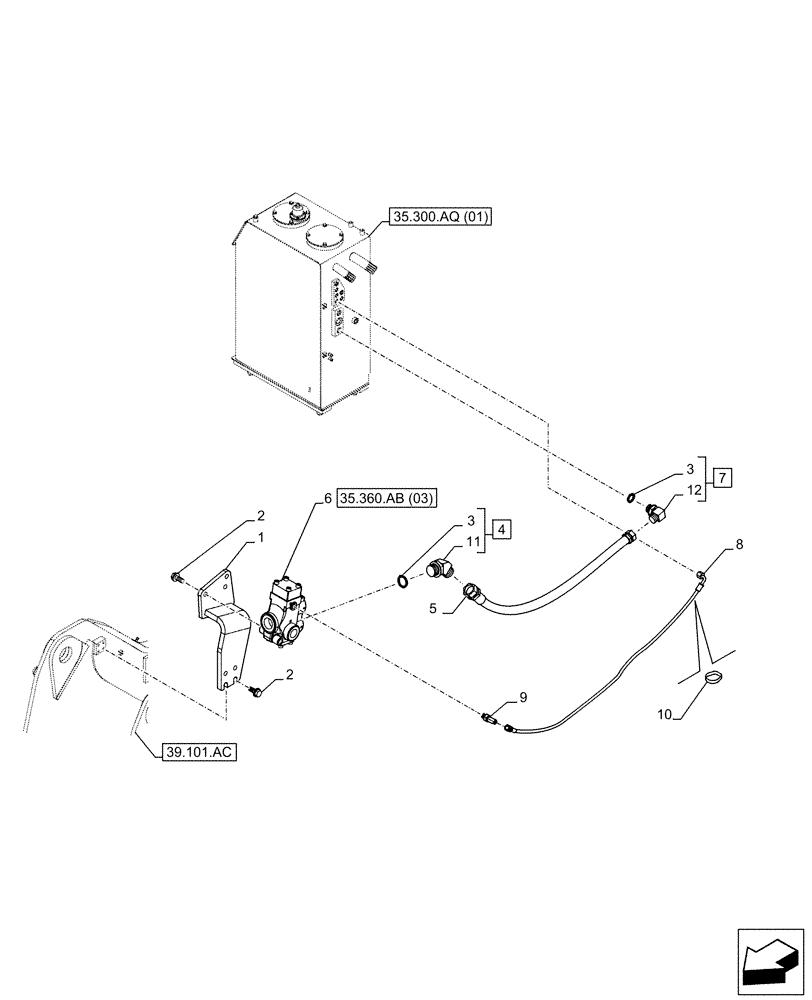 Схема запчастей Case CX250D LC - (35.360.AB[02]) - VAR - 461869 - HYDRAULIC LINE, HAMMER CIRCUIT, SHEARS, HIGH FLOW, W/ ELECTRICAL PROPORTIONAL CONTROL (35) - HYDRAULIC SYSTEMS