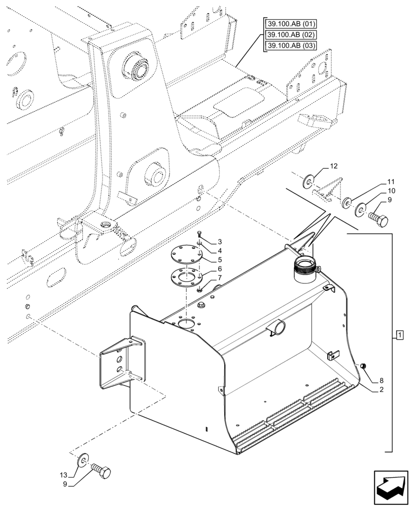 Схема запчастей Case 580N EP - (35.300.AQ[01]) - HYDRAULIC OIL RESERVOIR (35) - HYDRAULIC SYSTEMS