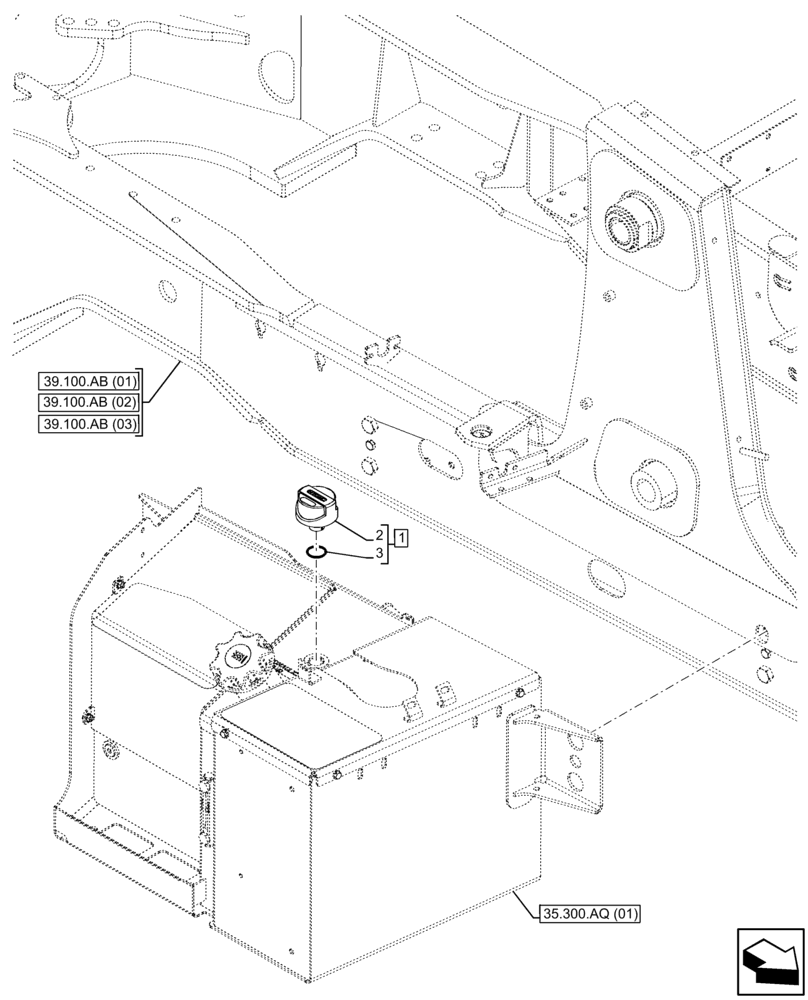 Схема запчастей Case 580SN - (35.300.BE) - HYDRAULIC OIL RESERVOIR, BREATHER (35) - HYDRAULIC SYSTEMS