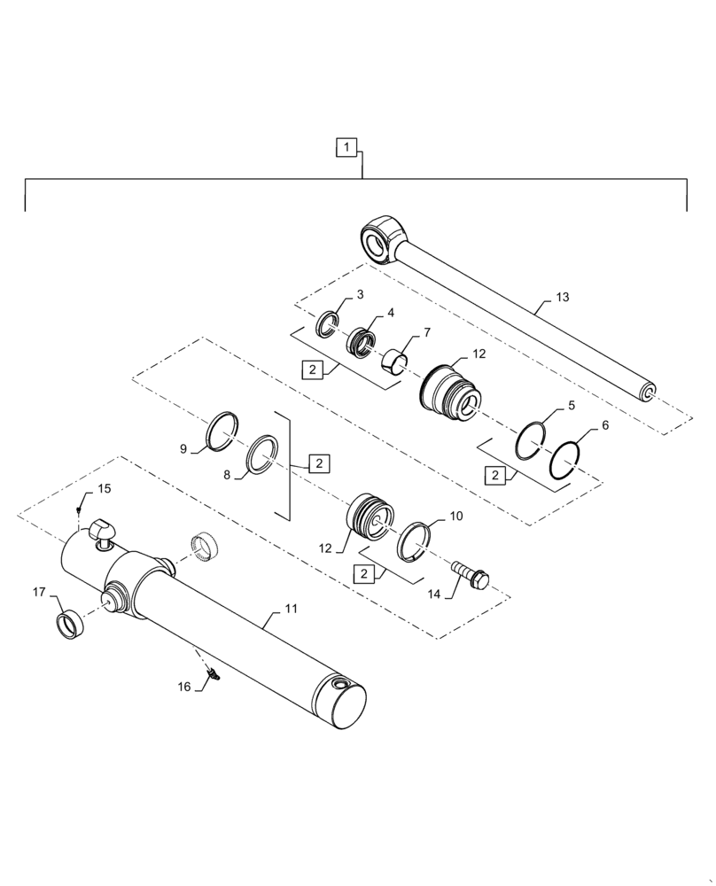 Схема запчастей Case 570N EP - (35.723.AA[01]) - DUMP CYLINDER (35) - HYDRAULIC SYSTEMS