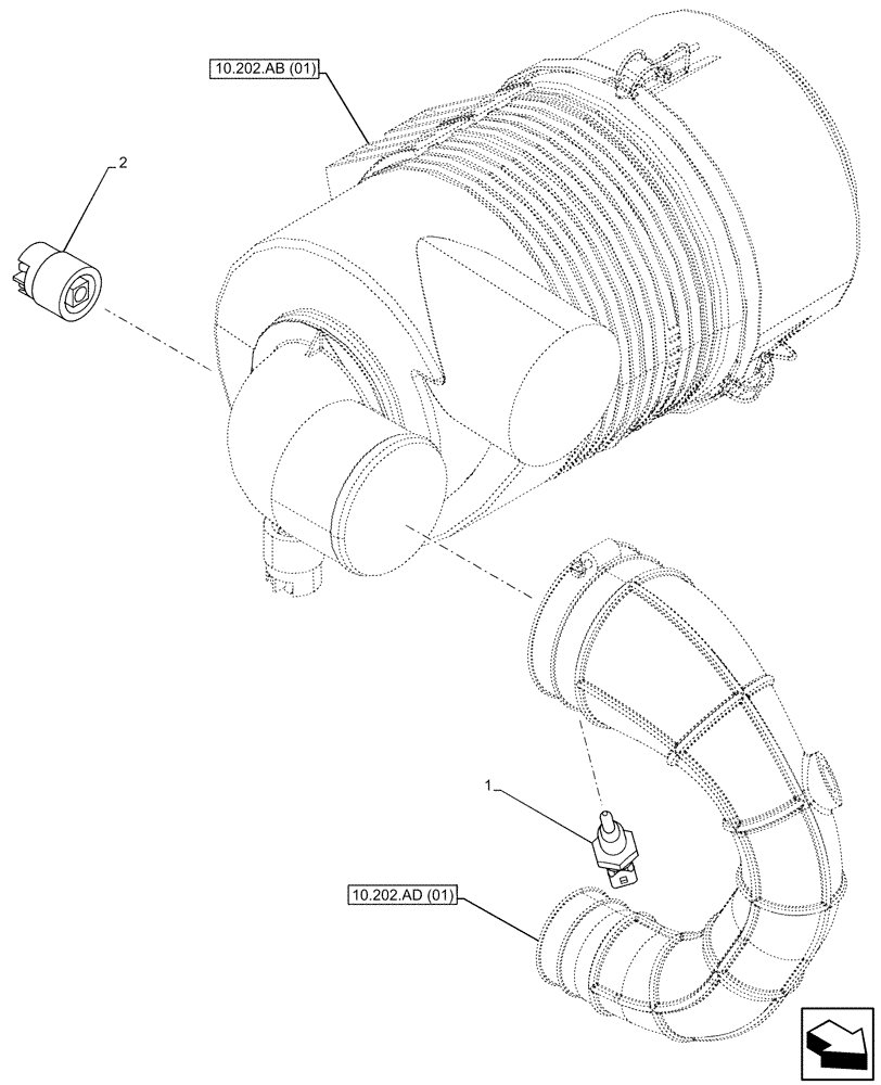 Схема запчастей Case 580SN - (55.014.AC) - AIR CLEANER, TEMPERATURE SENDER, AIR RESTRICTION INDICATOR (55) - ELECTRICAL SYSTEMS