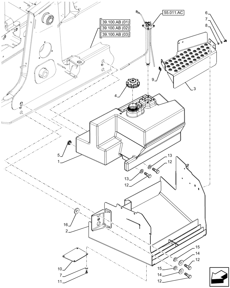 Схема запчастей Case 580SN - (10.216.AI[01]) - FUEL TANK (10) - ENGINE