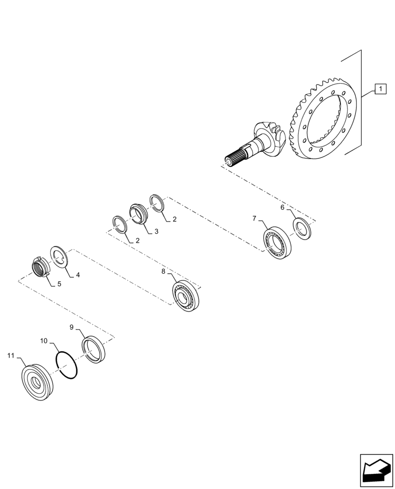 Схема запчастей Case 570N EP - (27.106.AA[01]) - REAR AXLE RING & PINION, WITHOUT PTO (27) - REAR AXLE SYSTEM