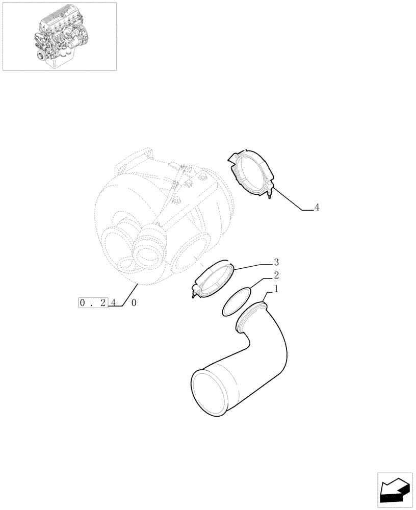 Схема запчастей Case F3BE0684E B001 - (0.24.1[01]) - TURBOBLOWER PIPES (504045082) 