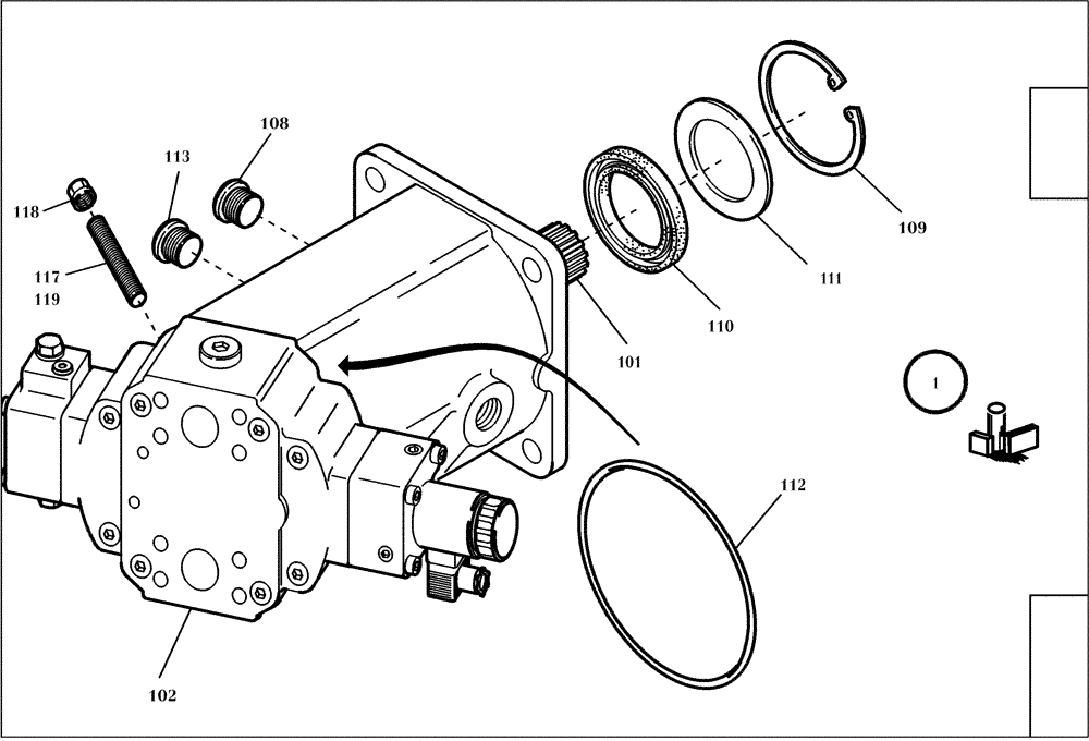 Схема запчастей Case 221D - (22.120[001]) - AXIAL PISTON MOTOR INSTALLATION (S/N 581101-UP) (35) - HYDRAULIC SYSTEMS