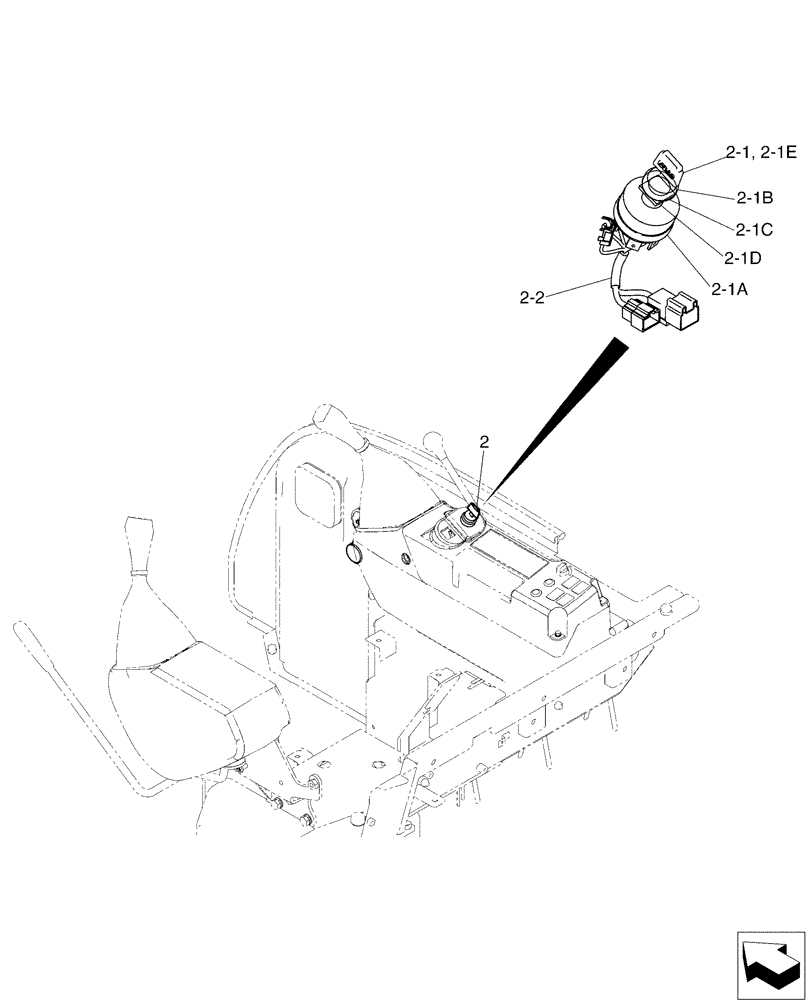 Схема запчастей Case CX50B - (01-070) - KEY ASSY (90) - PLATFORM, CAB, BODYWORK AND DECALS