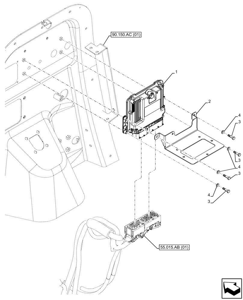 Схема запчастей Case 580SN WT - (55.015.AA) - ENGINE, ELECTRONIC CONTROL UNIT (55) - ELECTRICAL SYSTEMS