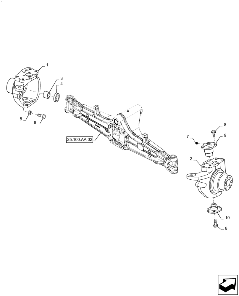 Схема запчастей Case 570N EP - (25.108.AG[01]) - FRONT AXLE STEERING KNUCKLE, 4WD (25) - FRONT AXLE SYSTEM