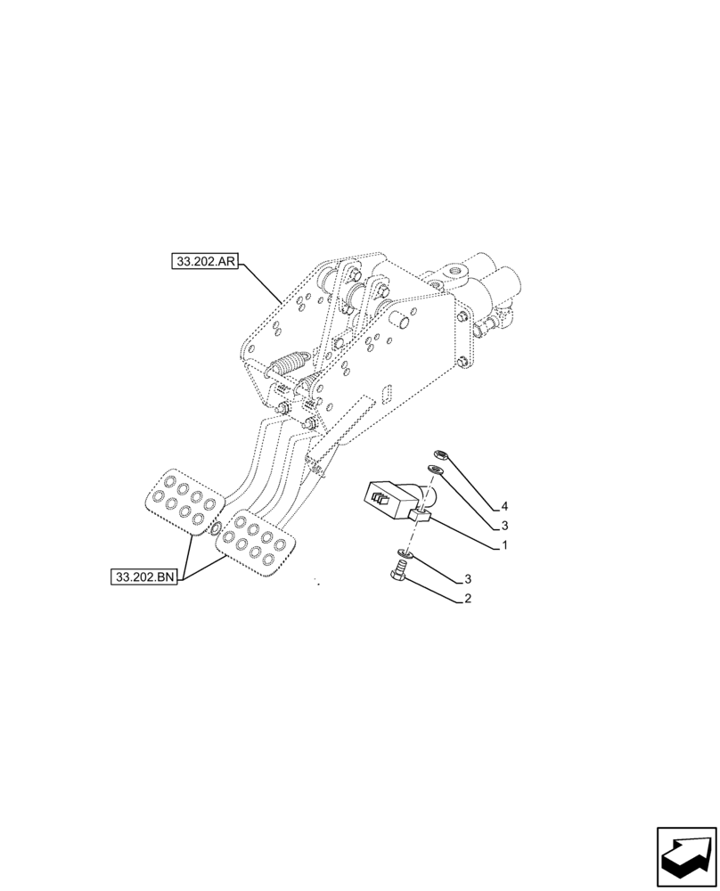 Схема запчастей Case 590SN - (55.405.CW) - BRAKE, LIGHT SWITCH (55) - ELECTRICAL SYSTEMS