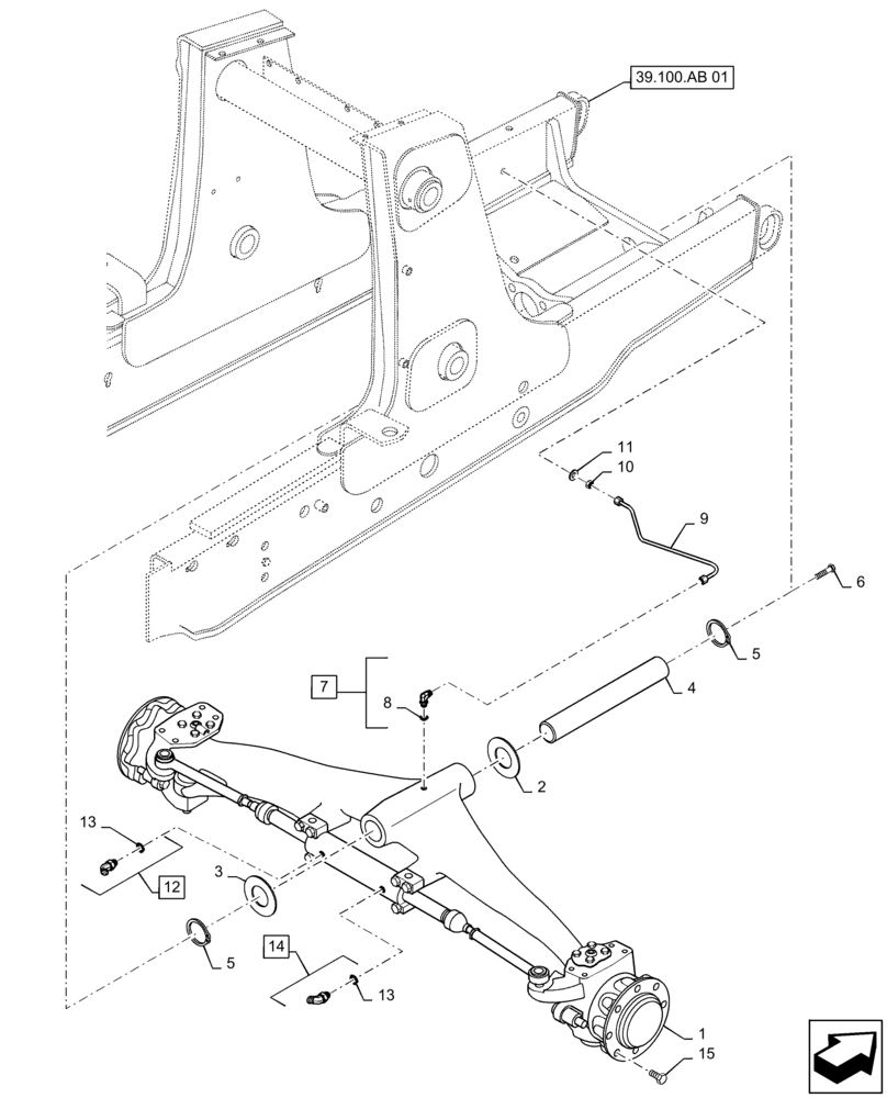 Схема запчастей Case 570N EP - (25.400.AM[01]) - FRONT AXLE, 2WD (25) - FRONT AXLE SYSTEM