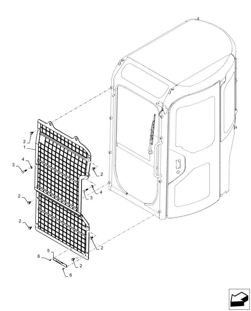 Схема запчастей Case CX31B - (90.150.BJ[02]) - GUARD, ASSY, CAB (90) - PLATFORM, CAB, BODYWORK AND DECALS