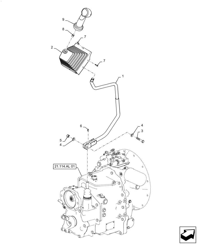 Схема запчастей Case 570N EP - (21.126.AB[01]) - TRANSMISSION SHIFT LEVER, 4WD (21) - TRANSMISSION