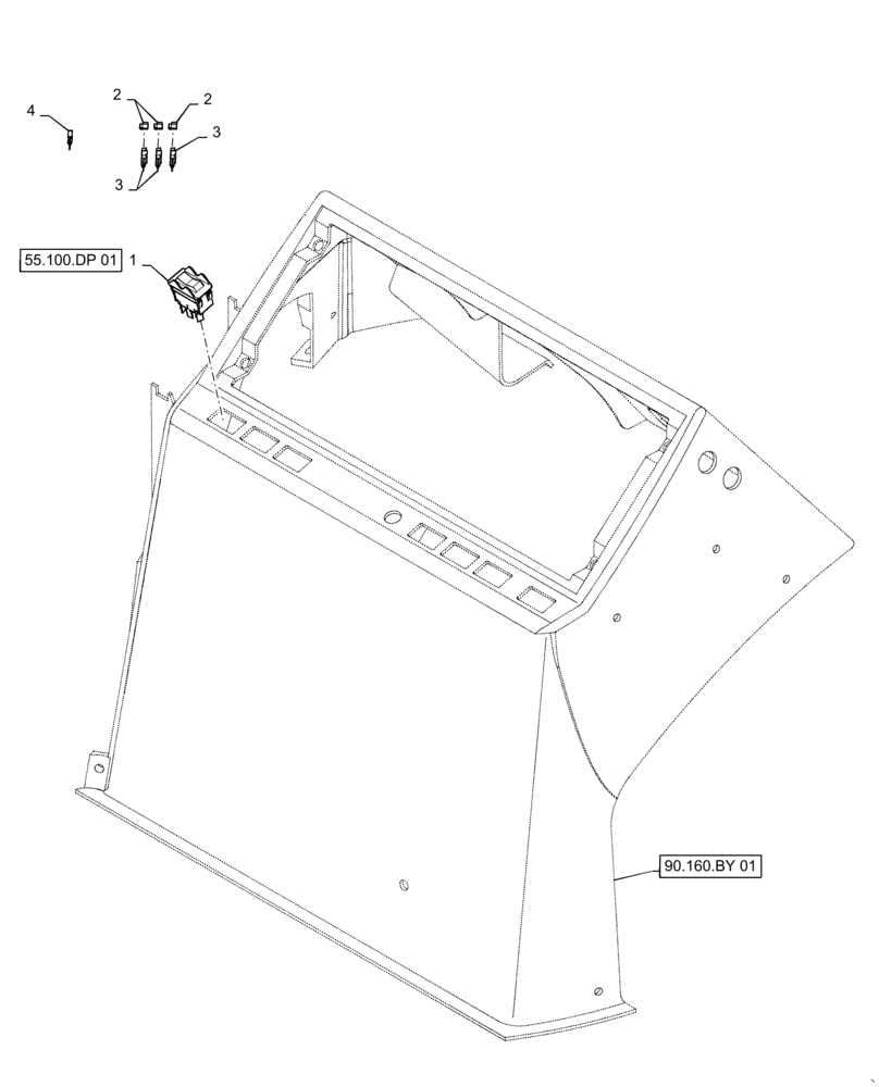 Схема запчастей Case 570N EP - (55.512.CF[01]) - VAR - 423049 - LOADER COUPLER SWITCH (55) - ELECTRICAL SYSTEMS