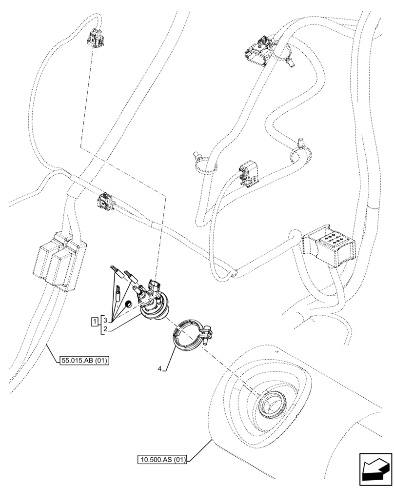 Схема запчастей Case 590SN - (55.988.AM) - EXHAUST SYSTEM, INJECTOR, EMISSIONS (55) - ELECTRICAL SYSTEMS