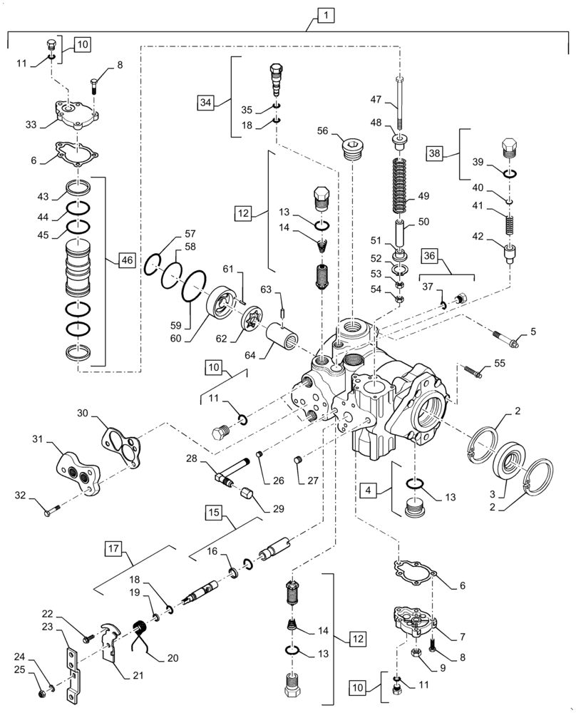 Схема запчастей Case SR210 - (29.218.AC[01]) - TANDEM HYDROSTATIC PUMP, 46CC, MECHANICAL CONTROL, FRONT (29) - HYDROSTATIC DRIVE