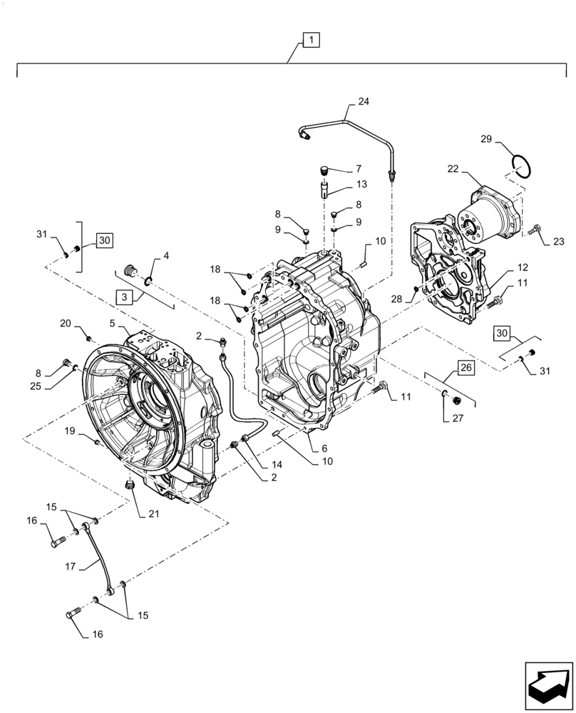 Схема запчастей Case 586H - (21.114.AL[03]) - TRANSMISSION HOUSING, 4WD (21) - TRANSMISSION