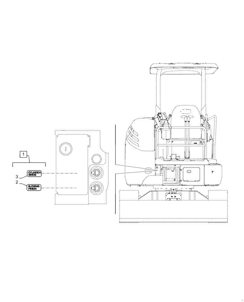 Схема запчастей Case CX36B - (90.108.AC[05]) - DECAL, SWING - COMMON (90) - PLATFORM, CAB, BODYWORK AND DECALS