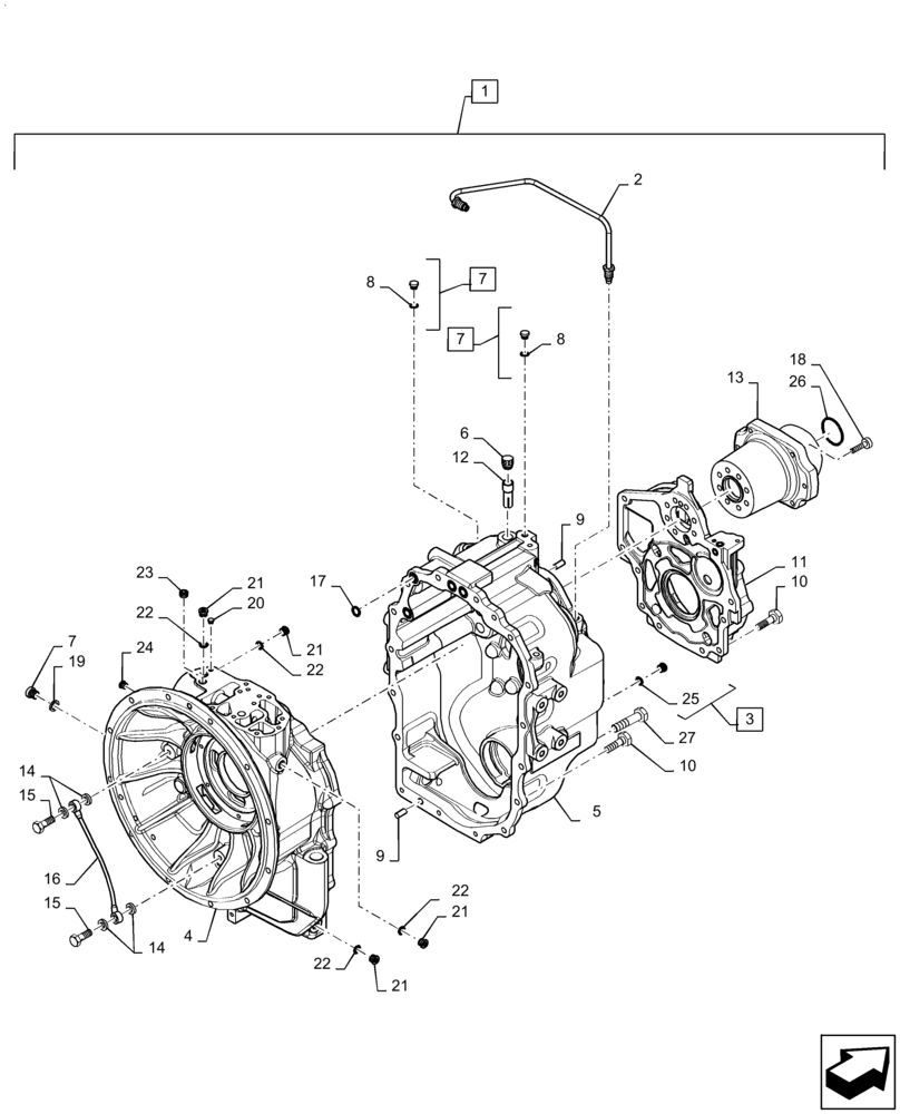 Схема запчастей Case 588H - (21.114.AL[03]) - TRANSMISSION HOUSING, 2WD (21) - TRANSMISSION