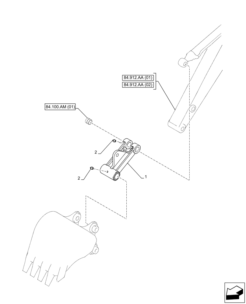 Схема запчастей Case CX250D LC - (84.100.AP[01]) - VAR - 488046 - BUCKET, LINK, W/ HOOK (84) - BOOMS, DIPPERS & BUCKETS