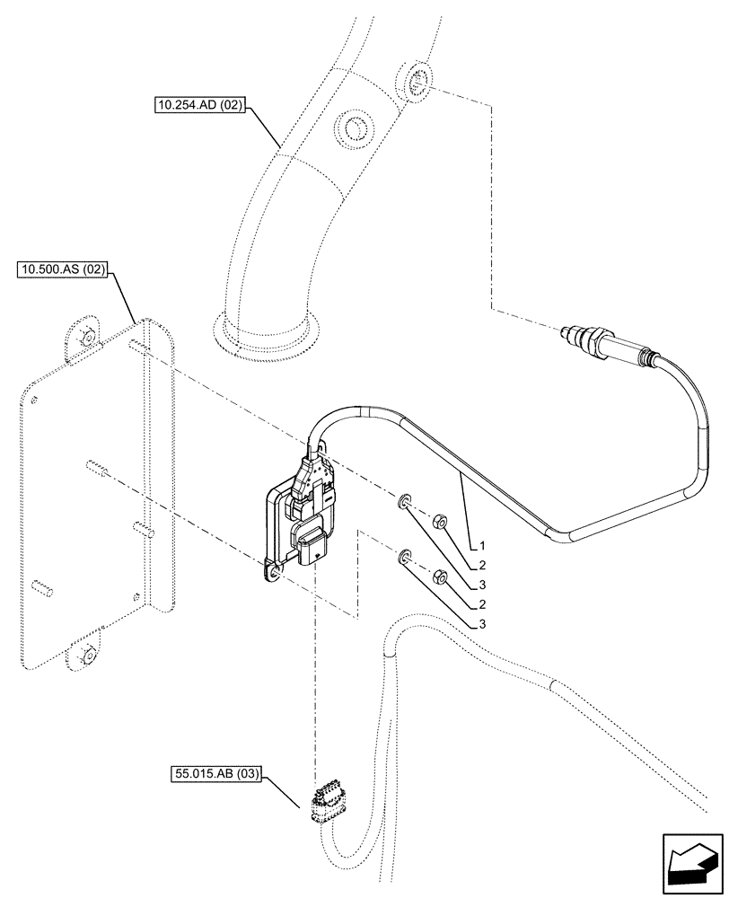 Схема запчастей Case 590SN - (55.988.AG[02]) - EXHAUST SYSTEM, NOX SENSOR (55) - ELECTRICAL SYSTEMS