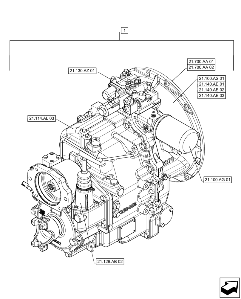 Схема запчастей Case 570N EP - (21.114.AL[01]) - TRANSMISSION, 2WD (21) - TRANSMISSION