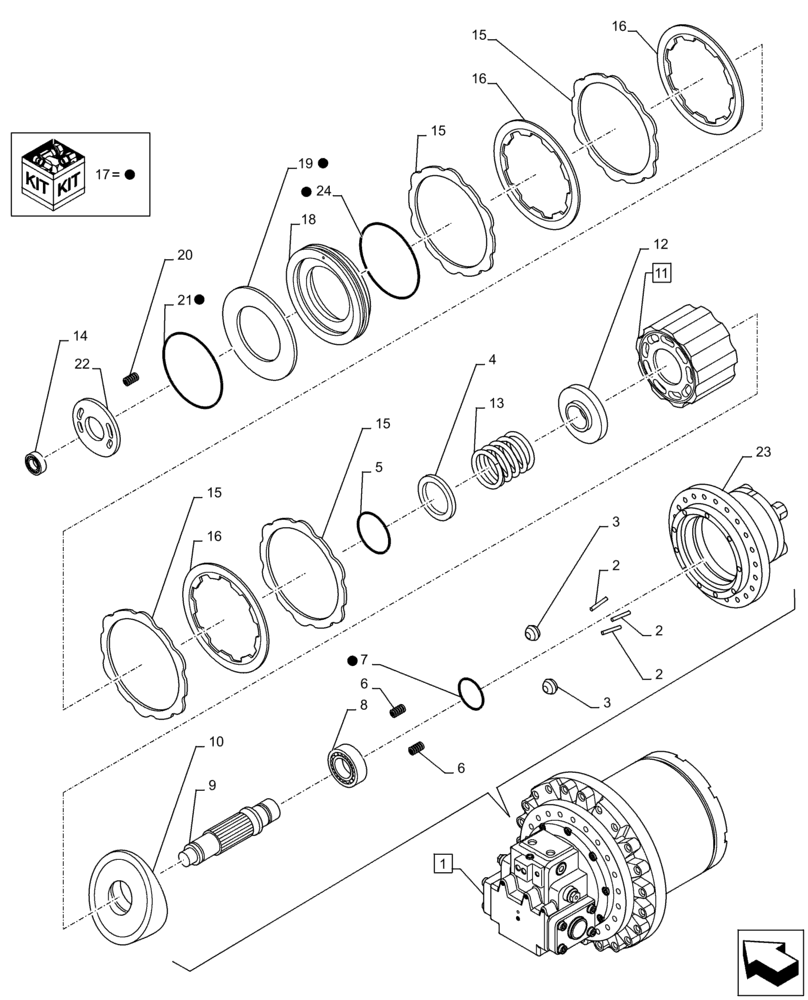 Схема запчастей Case CX250D LC LR - (35.353.AD[03]) - TRAVEL MOTOR & REDUCTION GEAR, COMPONENTS (35) - HYDRAULIC SYSTEMS