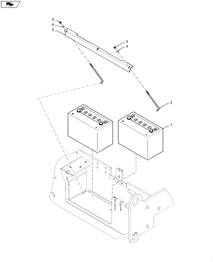 Схема запчастей Case 721F - (55.302.AG) - BATTERY INSTALLATION, HEAVY DUTY (55) - ELECTRICAL SYSTEMS