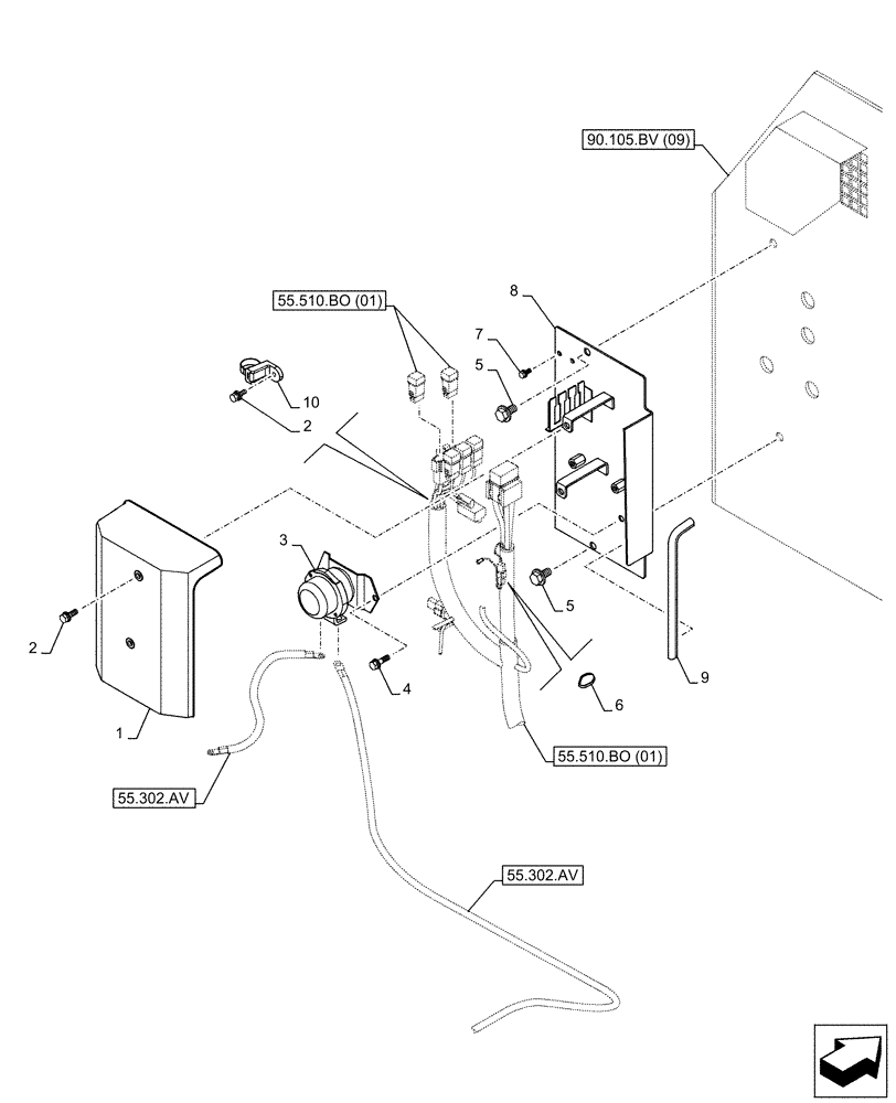 Схема запчастей Case CX250D LC - (55.201.AG) - ENGINE, START RELAY (55) - ELECTRICAL SYSTEMS