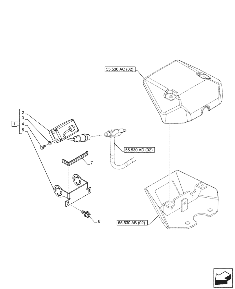 Схема запчастей Case CX250D LC - (55.530.AA[02]) - VAR - 461560, 488038 - SIDE CAMERA (55) - ELECTRICAL SYSTEMS