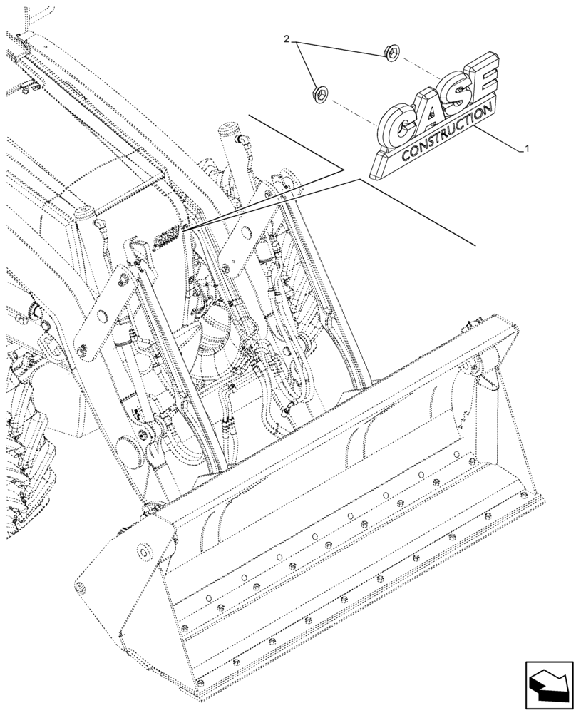 Схема запчастей Case 580N EP - (90.108.AD[01]) - EMBLEM, HOOD, CASE (90) - PLATFORM, CAB, BODYWORK AND DECALS