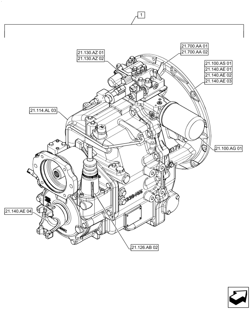 Схема запчастей Case 570N EP - (21.114.AL[01]) - TRANSMISSION, 4WD (21) - TRANSMISSION