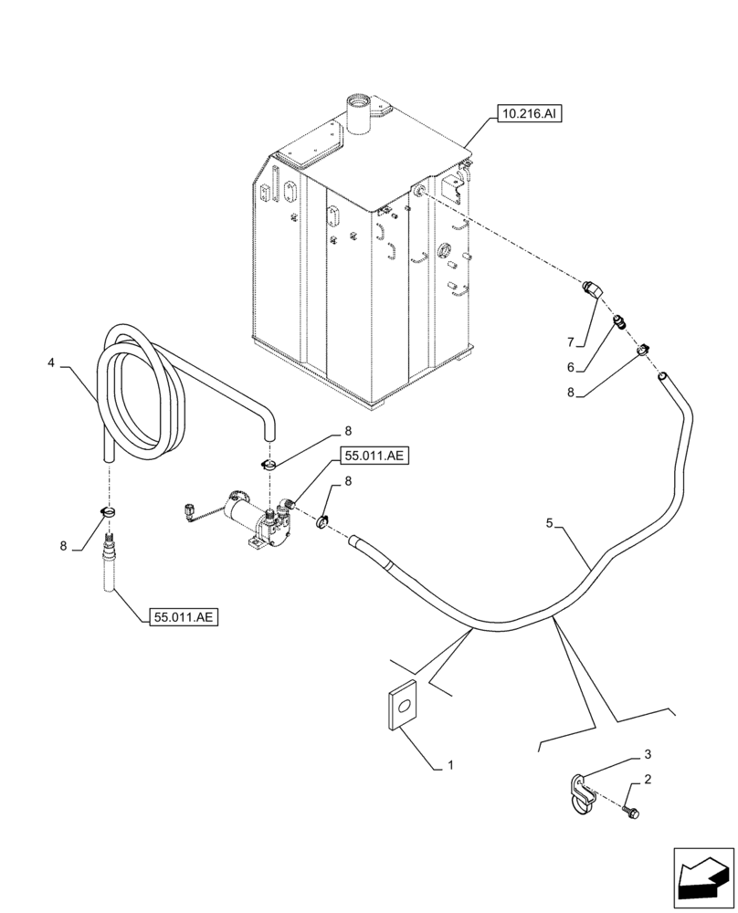 Схема запчастей Case CX250D LC LR - (10.210.AF) - VAR - 481257, FUEL TRANSFER PUMP, SUPPLY LINES (10) - ENGINE