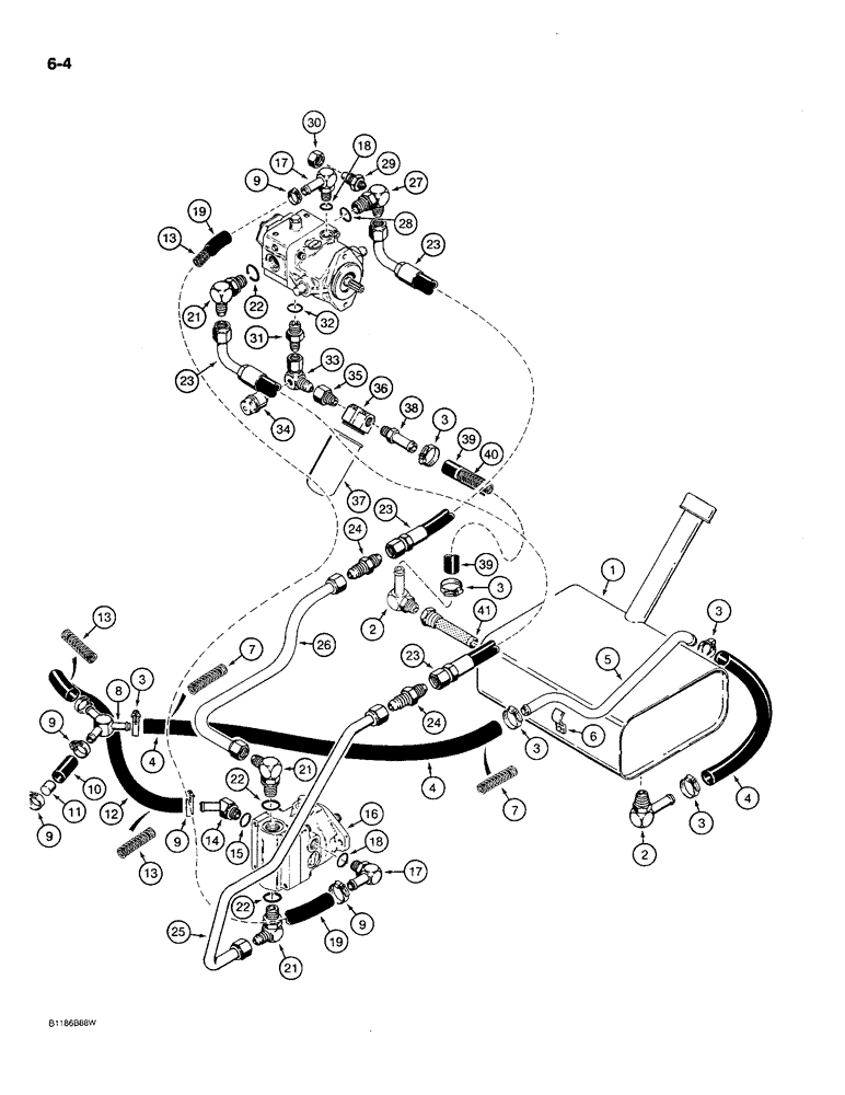 Схема запчастей Case MAXI-SNEAKER C - (6-04) - GROUND DRIVE HYDRAULIC CIRCUIT, P.I.N. 1214519 AND AFTER (06) - POWER TRAIN