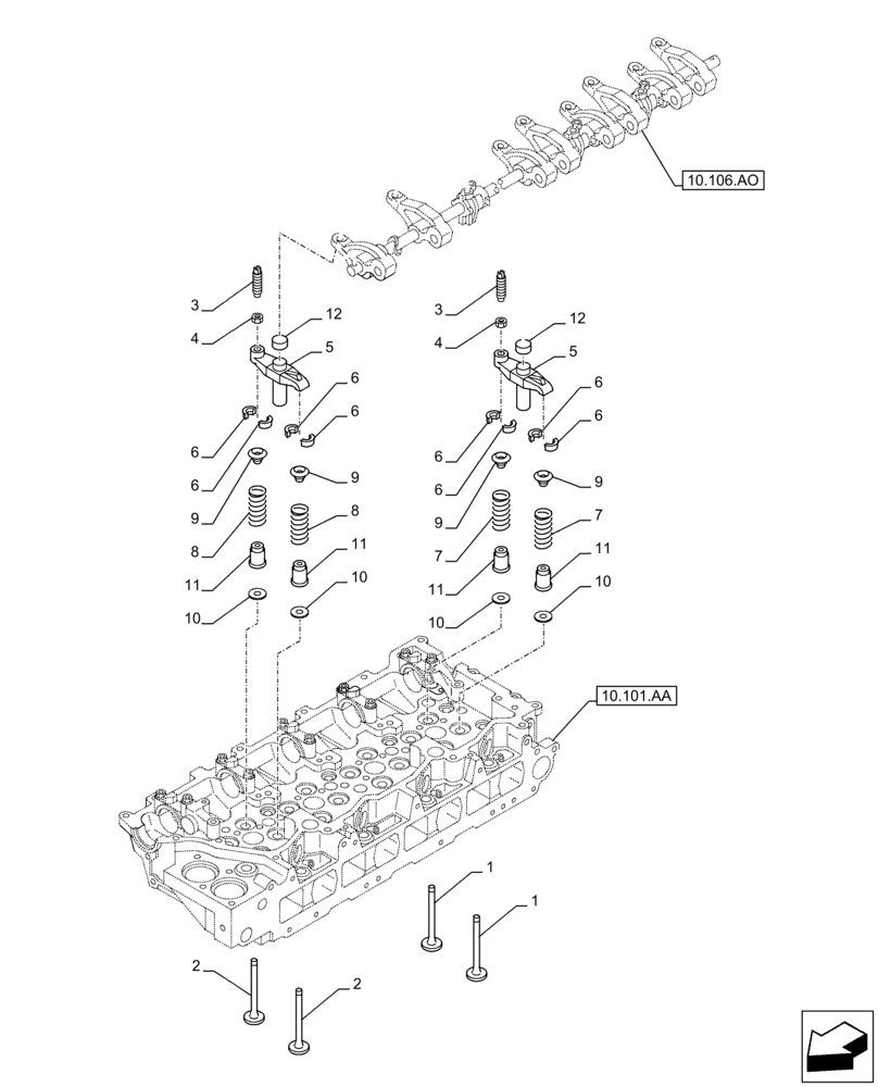 Схема запчастей Case AQ-4HK1XASS01 - (10.101.AM) - ENGINE, VALVE (10) - ENGINE