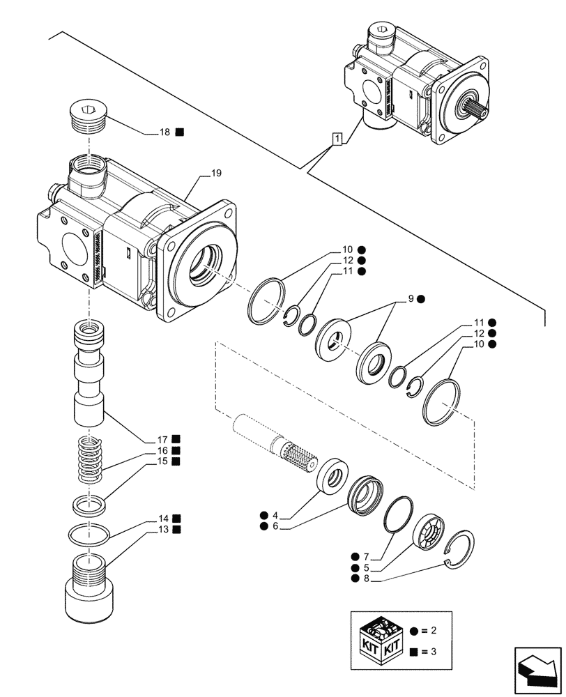 Схема запчастей Case 580N EP - (35.106.AD[02]) - HYDRAULIC PUMP, COMPONENTS (35) - HYDRAULIC SYSTEMS