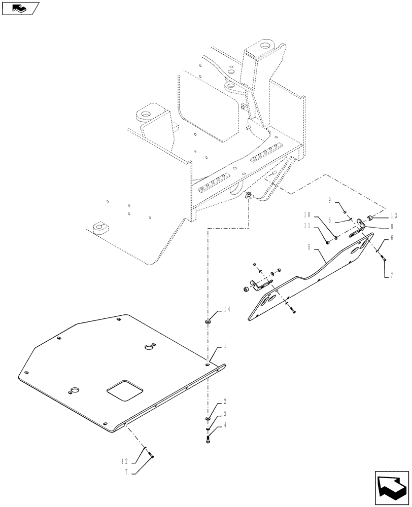 Схема запчастей Case 721F - (90.116.BE[03]) - REAR SKID PLATE (90) - PLATFORM, CAB, BODYWORK AND DECALS