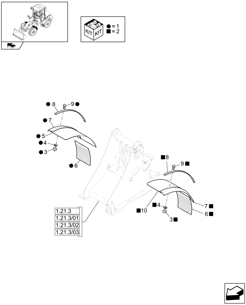 Схема запчастей Case 221E - (1.87.4[02A]) - FRONT WHEEL GUARD, FROM DATE MAR 15, 2013 (08) - SHEET METAL/DECALS