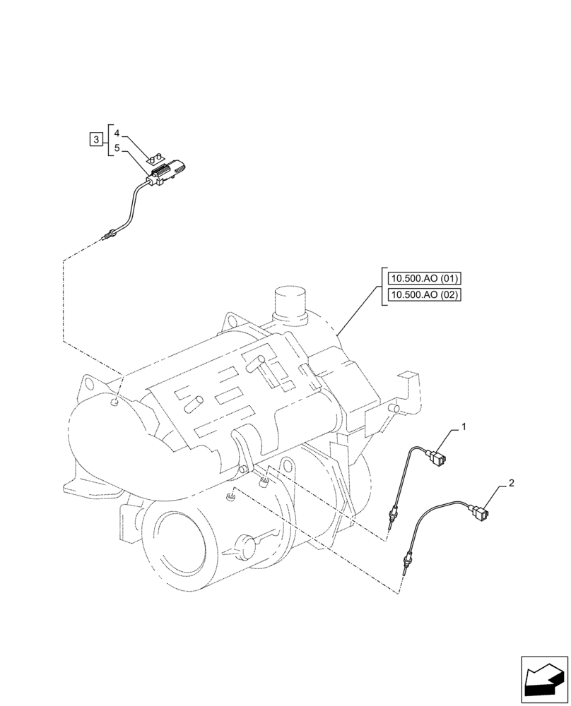 Схема запчастей Case AQ-4HK1XASS01 - (55.988.AB) - DEF/ADBLUE™, MUFFLER, SENSOR (55) - ELECTRICAL SYSTEMS