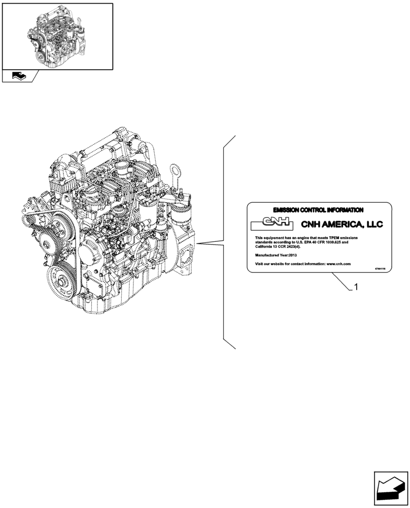 Схема запчастей Case 221E - (622/07) - DECALS CANOPY, ENGINE (18) - VARIATIONS