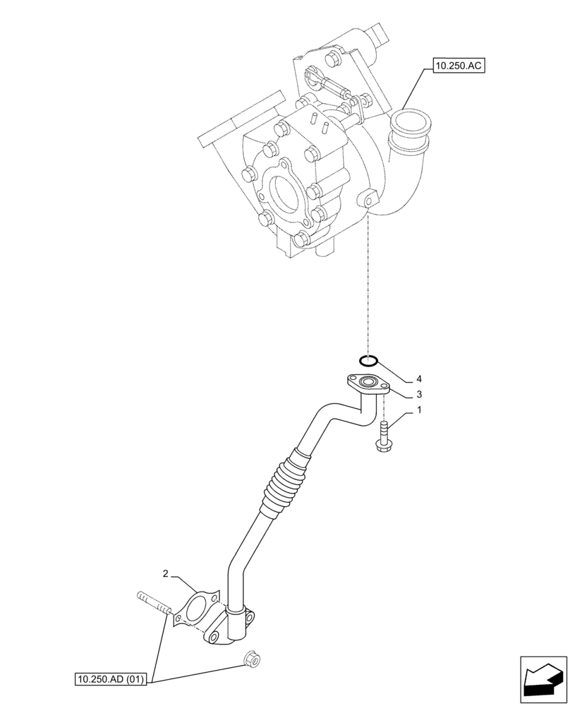 Схема запчастей Case AQ-4HK1XASS01 - (10.250.AE[02]) - TURBOCHARGER, RETURN, LINE (10) - ENGINE