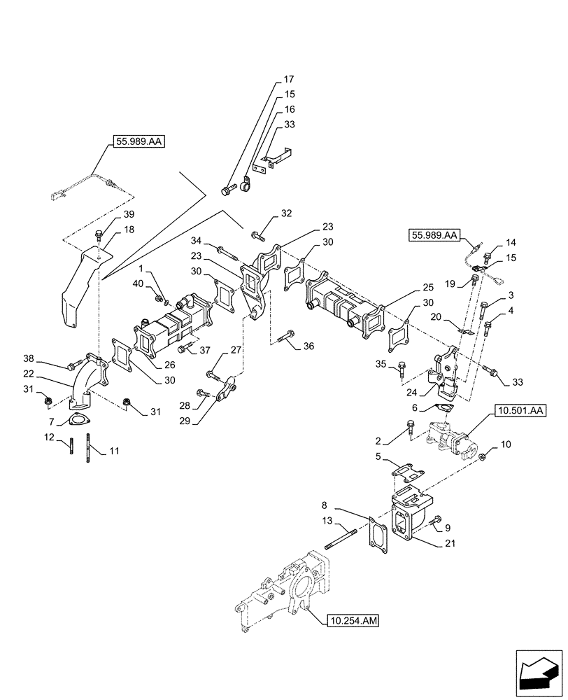 Схема запчастей Case AQ-4HK1XASS01 - (10.501.AC) - EXHAUST GAS RECIRCULATION, LINE (10) - ENGINE