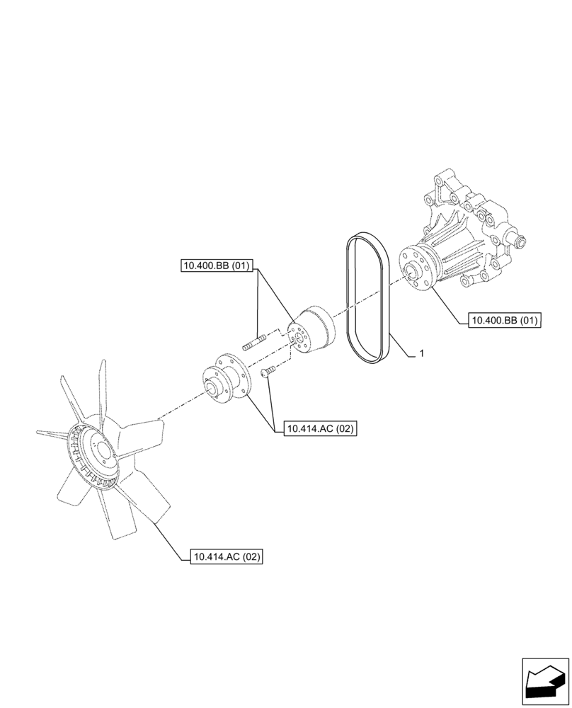 Схема запчастей Case AQ-4HK1XASS01 - (10.414.BE) - ENGINE, BELT (10) - ENGINE