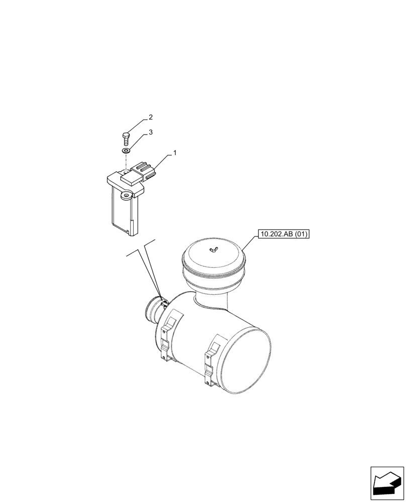 Схема запчастей Case AQ-4HK1XASS01 - (55.988.AA) - AIR CLEANER, SENSOR (55) - ELECTRICAL SYSTEMS