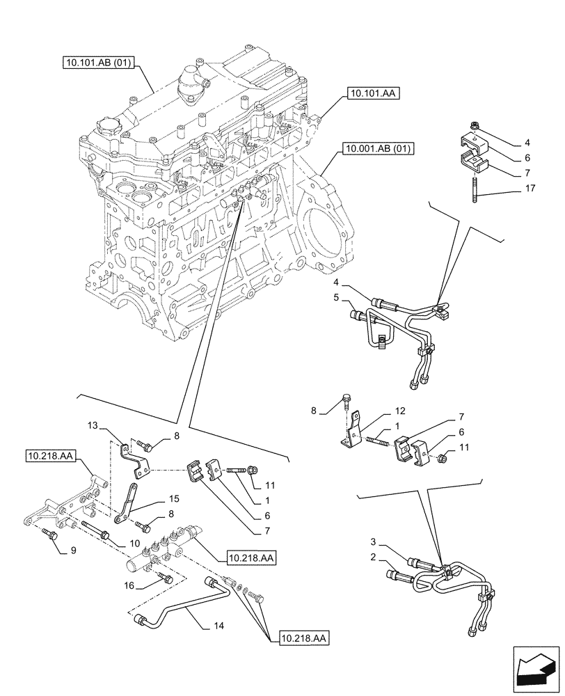 Схема запчастей Case AQ-4HK1XASS01 - (10.218.AI[03]) - FUEL INJECTOR, LINE (10) - ENGINE