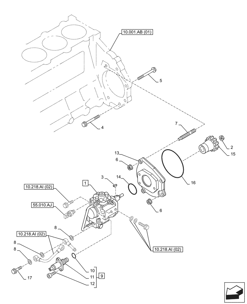 Схема запчастей Case AQ-4HK1XASS01 - (10.218.AQ) - FUEL INJECTION PUMP (10) - ENGINE