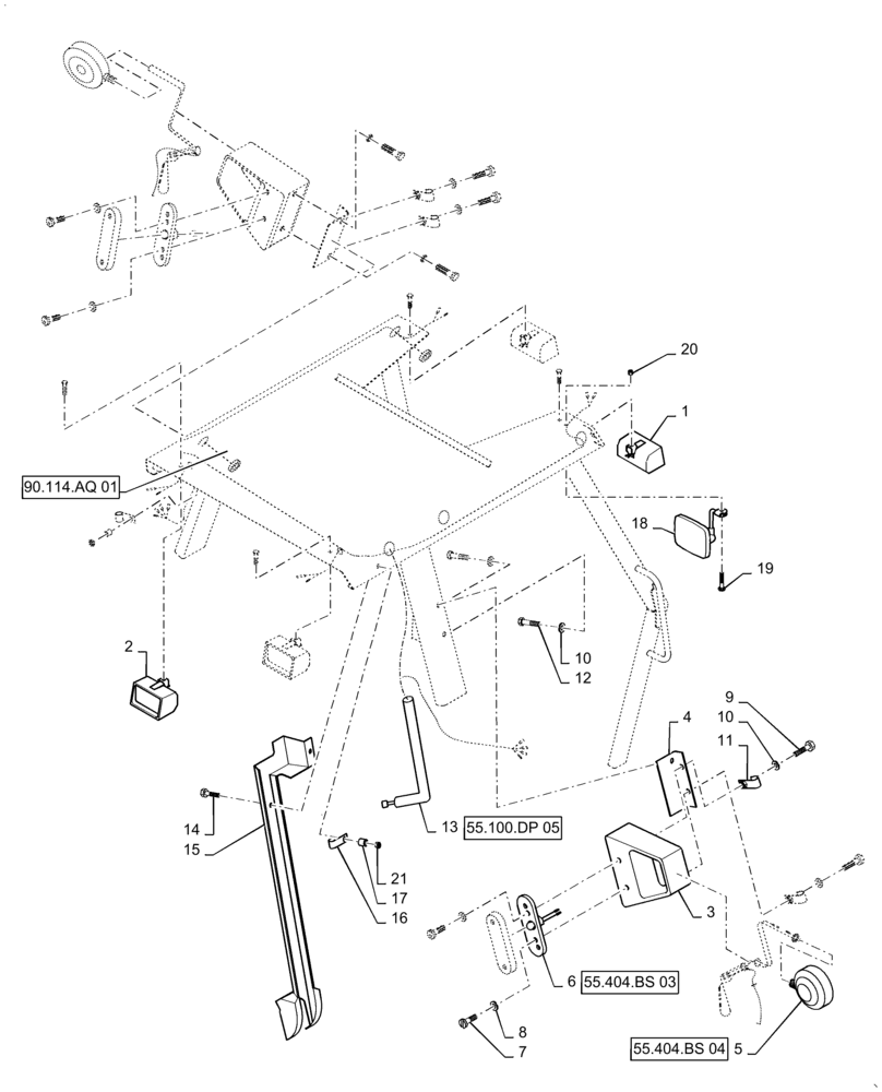 Схема запчастей Case 570N EP - (55.404.BS[01]) - LOW PROFILE CANOPY LIGHTS (55) - ELECTRICAL SYSTEMS