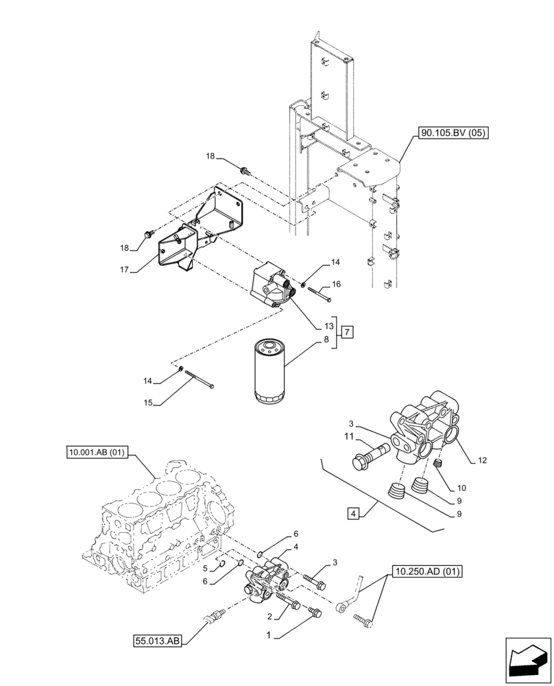 Схема запчастей Case AQ-4HK1XASS01 - (10.304.AE) - ENGINE OIL FILTER (10) - ENGINE