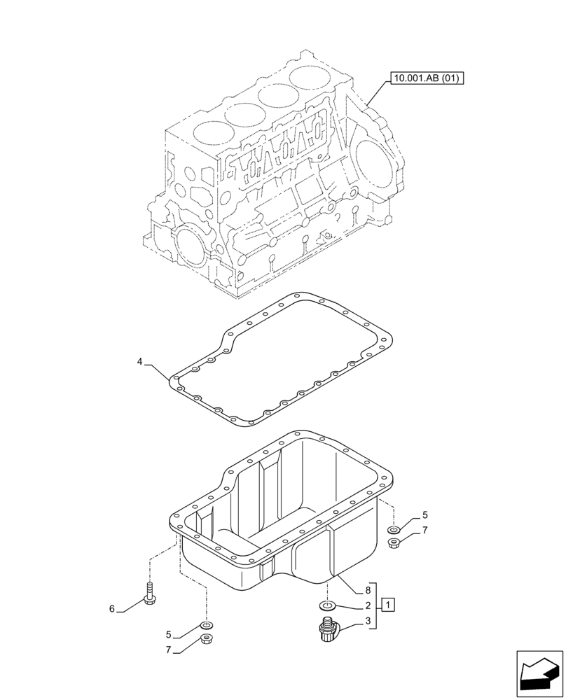 Схема запчастей Case AQ-4HK1XASS01 - (10.102.AP) - ENGINE OIL PAN (10) - ENGINE