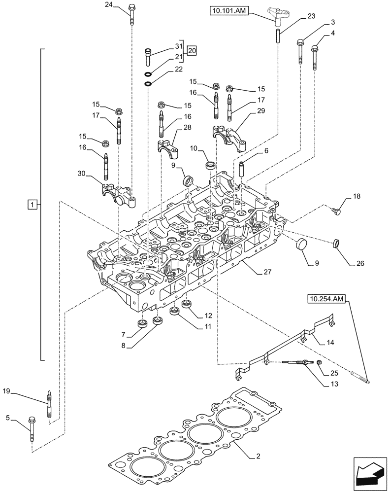 Схема запчастей Case AQ-4HK1XASS01 - (10.101.AA) - CYLINDER HEAD (10) - ENGINE